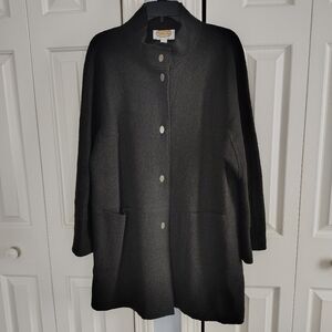 Talbot's Charcoal Wool Silver Snap Buttons Car Coat L